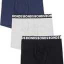 Bonds Men's Underwear Boxer Briefs Pack, Everyday Men's Boxer Briefs, Mid-length, Cotton-blend Underwear, 3-pack (Grey Marle/Navy/Black). Size S