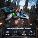 Foam RC Airplane with Cool Led Light, 360 Flip and Headless Mode, Remote Control Airplane RC Plane for Kids Adults Aged 6+, RC Flying Toy for Kids, Birthday Gift - Black Blue