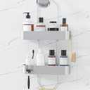 Kitsure Shower Caddy Hanging - No-Drill Bathroom Organizers and Storage, Wobble-Free Bathroom Shelves with Adhesive Tapes, Rust-Proof Shower Storage for Toiletries, Silver, 25.0" H