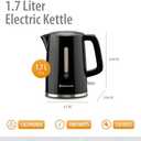 Toastmaster Electric Kettle by Select Brands - Cordless Electric Water Boiler for Coffee, Tea & More - Use This Electric Tea Kettle in Your Kitchen or Dorm - 1.7 Liters, Black