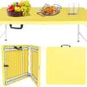 Portable Plastic Folding Table 4ft/6ft/8ft Heavy Duty White Black Picnic Dining Table Fold-in-Half for Camp Party Kitchen Indoor Outdoor