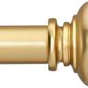 SIMEWIN Gold Curtain Rods for Windows 28 to 48 Inches Adjustable Decorative 1 Inch Diameter Single Window Curtain Rod Set with Classic Finials, Gold Finishing