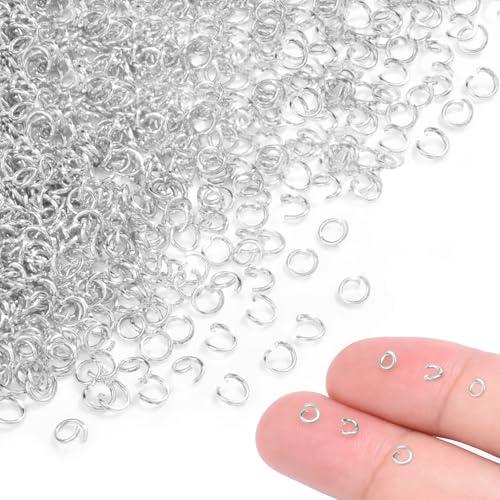 400pcs 1/8" Silver Tiny Jump Rings for Jewelry Making Replacement, Open Jump Ring Metal Jewelry Findings for Bracelets Necklaces Earrings Keychains Connectors Loops Repair Hardware