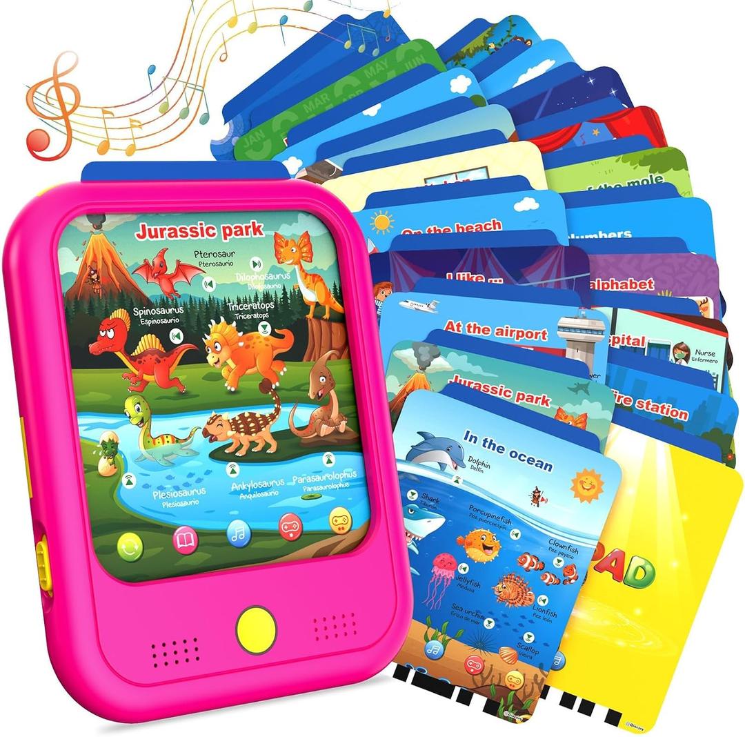 Kids Learning Tablet Educational Learning Pad for Toddlers 2-5 to Learn Alphabets, Numbers, Foods, Time, Music, Vehicles, Tablet Toy for Toddlers Ages 2 3 4 5 6 Years Old