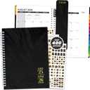 Decorably 12 Months Gold Foiled Monthly and Weekly Black Planner July 2025 to June 2026, 6.4x8.3in 104 Pages Spring-Bound Academic College Planner 2025 for School, Office, Home Planning