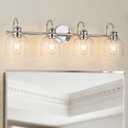 URSOLA 4 Lights 32" Bathroom Vanity Light Fixtures, Chrome Traditional Classic Vanity Light with Clear Glass, Bathroom Lighting Fixtures Over Mirror
