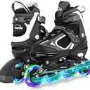MammyGol Adjustable Inline Skates for Kids Boys Girls Youth Blades Roller Skates with Light up Wheels Size US 1-4