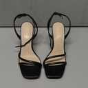 LULLASONG Women's Heels Strappy Ankle Strap High Heels 3.5 Inch Heeled Square Open Toe Sandals for Women (Black, 6.5)