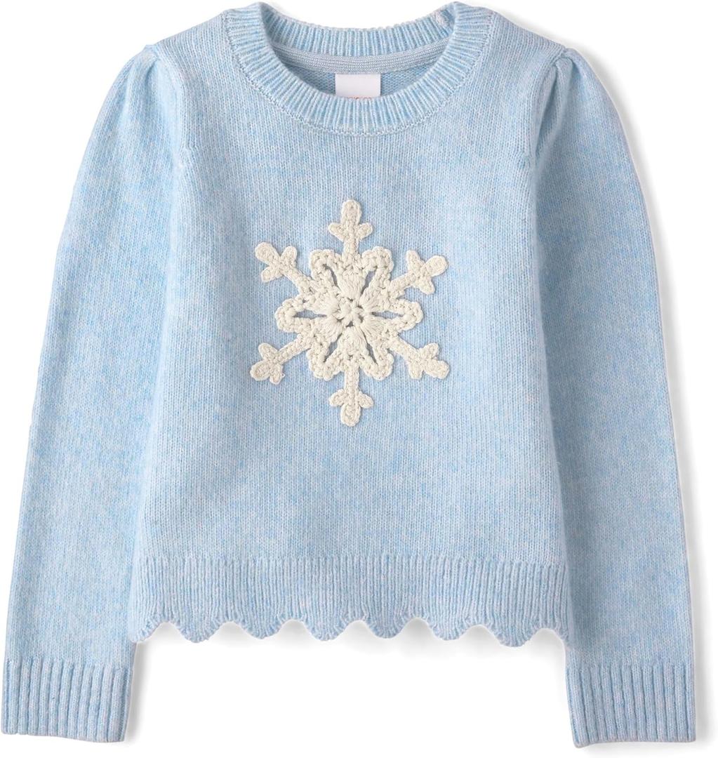 Gymboree Baby-Girls and Toddler Long Sleeve Crew Neck Pullover Sweater (12-18 Months, Frosty Snowflake)