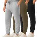 Real Essentials 3 Pack: Men's Cotton Fleece Jogger Sweatpants  Casual Comfy Athletic Pants with Pockets (Big & Tall) (Medium)