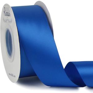 Ribbli Royal Blue Double Faced Satin Ribbon,1-1/2 x Continuous 25 Yards,Use for Bows Bouquet,Gift Wrapping,Wedding,Floral Arrangement