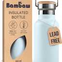 Bambaw Insulated Water Bottle 350ml, Light Blue Water Bottle Stainless Steel, Insulated Bottle, Small Metal Water Bottles, BPA Free Water Bottle  Ice blue (12 oz)
