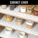 Drawer & Shelf Liners -Non-Adhesive Kitchen Cabinet Liner, Waterproof, Non-Slip, Easy to Cut, Reusable Contact Paper for Dresser Closets Pantry (12"W x 240"L, White Geometric)