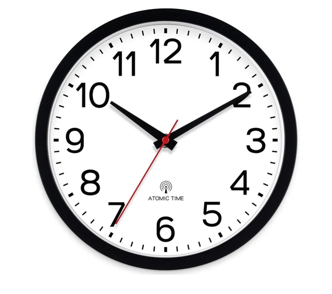 AKCISOT Atomic Black Wall Clock Analog Clocks for Indoor Kitchen, Battery Operated Clock for Bedroom Office Living Room(10 Inch)