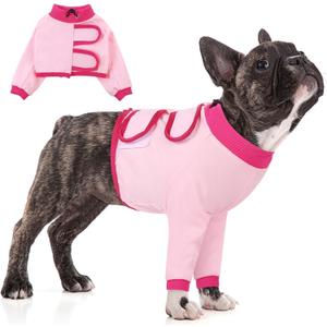 KOESON Dog Recovery Sleeve for Front Legs, Soft Pet Recovery Suit After Surgery, Adjustable Dog Leg Elbow Protector, Pet Wound Care Shirt to Stop Licking, E-Collar Cone Alternative, Pink, Small