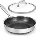 10.5 inches Frying Pan Nonstick Skillet 2.5 Qt Deep Non Stick Stainless Steel Saut Pan with Lid, Dishwasher and Oven Safe, Compatible with All Cooktops