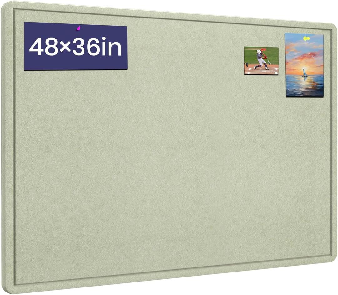 Large Cork Bulletin Board 48" x 36", Felt Pin Board, Sage Green