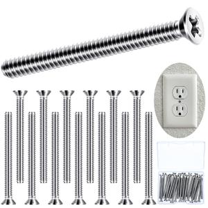 Extra Long Outlet Screws Long Electrical Outlet Screws Machine Screws Device Mounting Screws Electrical Outlet Extender for Fix Wonky and Sunken Outlets (30 Pieces, 6-32 x 1-3/ 4 Inches)