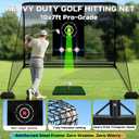 10x7ft Golf Hitting Practice Net for Real Golf Balls, Heavy Duty Driving Training Cage with Reinforced 7-Layer Mesh & Mat, Portable Backyard Net for Indoor Outdoor to Improve Your Swing