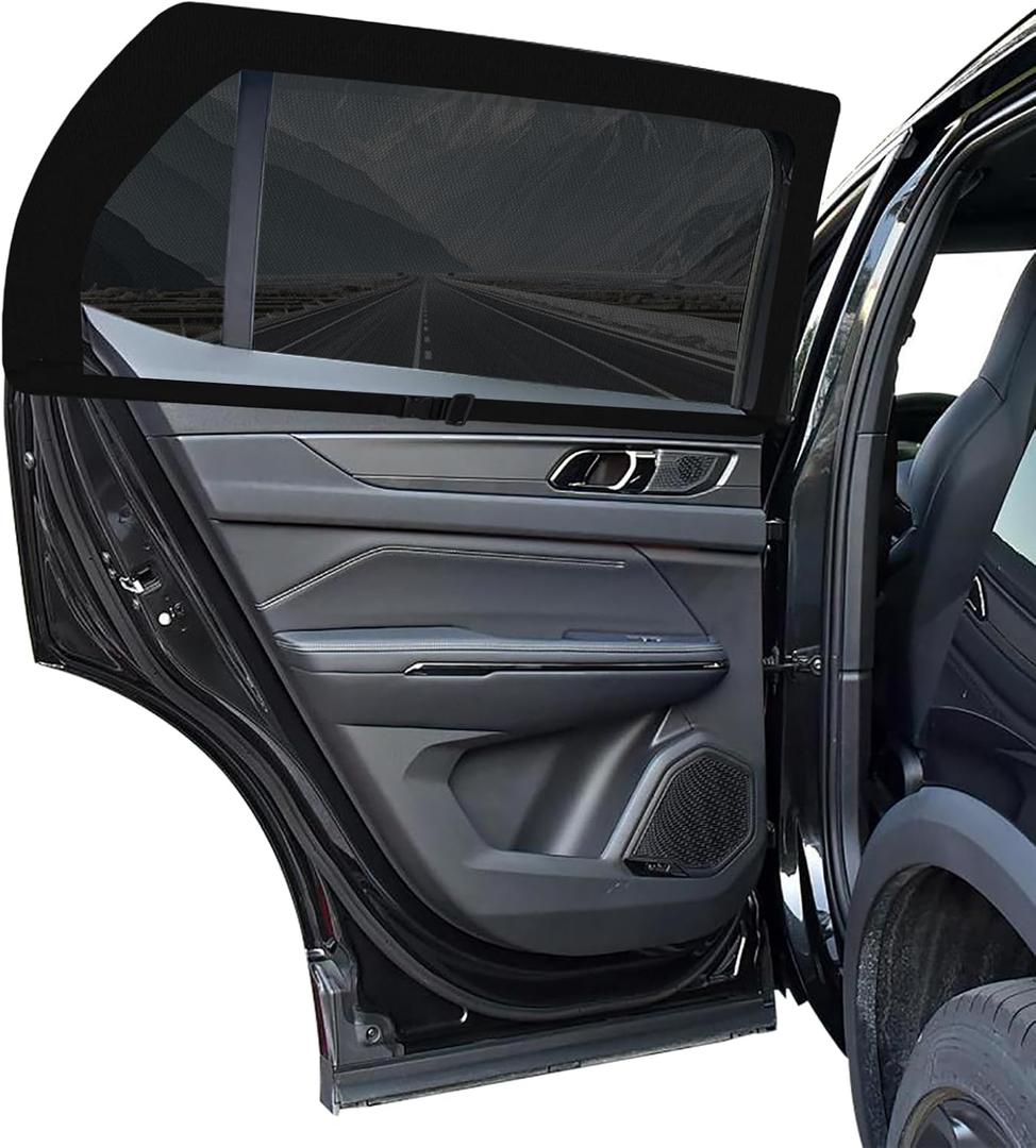 ZATOOTO Car Window Shades - Single Layer Window Screen for Rear Side, Car Window Covers Elastic Mesh for Most Vehicles, Side Window Sun Shade for Baby Easy Installation, Breathable & Clear View