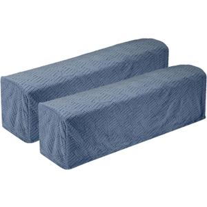 uxcell 2Pcs Twill Stretch Armrest Covers, Soft Armchair Slipcovers Couch Recliner Arm Cover for Chair Sofa Protector, Blue