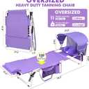 Oversized Extra Wide Tanning Chair with Sun Canopy Face Hole Padded Adjustable Washable, Heavy Duty Layout Folding Lounge Chair for Outside Beach Reading Sunbathing, UPF 50+, XL, Plus Size, 330 LBS