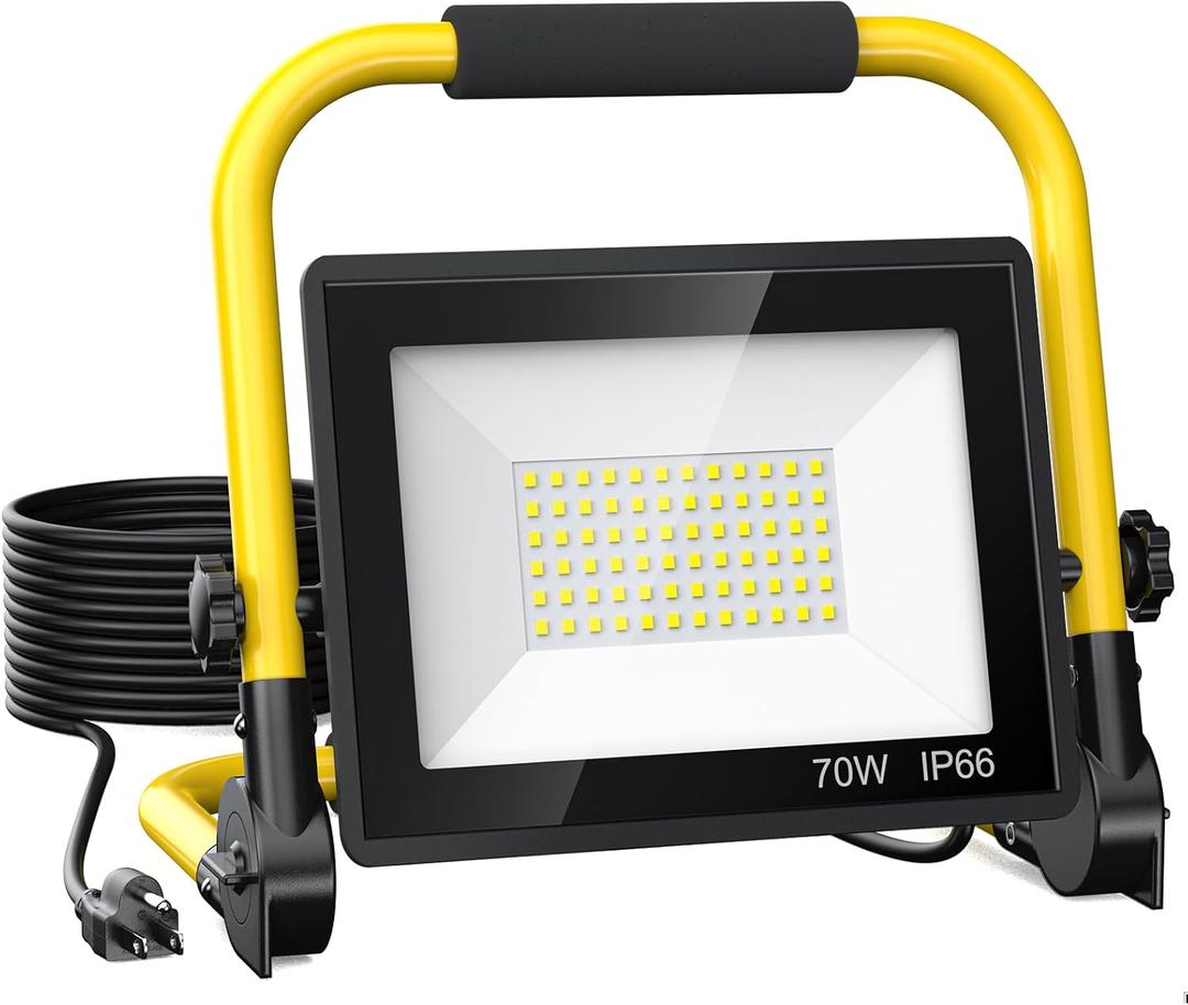 10000 Lumen LED Work Light: Portable Work Light with 6FT Cord - IP66 Waterproof Flood for Indoor/Outdoor Job Site Workshop Construction Garage Lighting, Tool Gifts for Men, Dad, Him