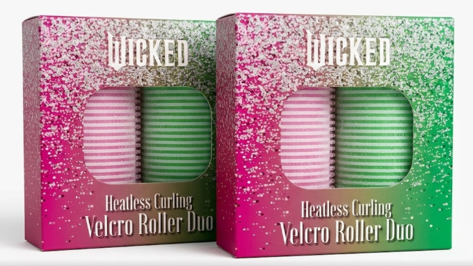 WICKED Heartless Curling Velcro Roller Duo. Pack of 2 ( Pink/Green)