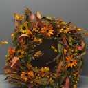 JINGHONG 28 Inch Large Fall Wreaths for Front Door Artificial Fall Wreath Floral Autumn Wreath with Colorful Daisies Fall Foliage for Indoor Outside Door Harvest Festival Thanksgiving Day Celebration