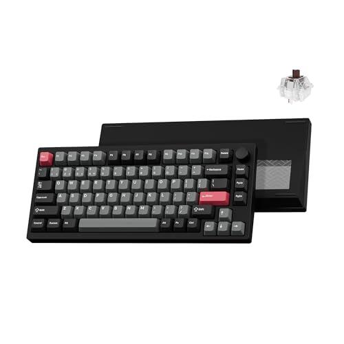 LEMOKEY P1 Pro Wireless Custom Mechanical Keyboard, Full Aluminum 2.4 GHz Bluetooth RGB Backlit 75% Layout with Hot-swappable KEYCHRON Super Brown Switch Compatible with Mac Windows Linux