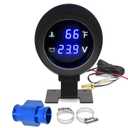 2-in-1 Water Temperature & Voltage Gauge Set with 1/8 Npt Sensor + Water Temp Joint Pipe Adapter 1.34"(34mm)
