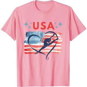 Patriotic American Flag Gymnastics Design for USA Gymnasts T-Shirt, S