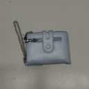 Small Women's Wallet Bifold Card Holder with 2 Zipper Coin Pockets Chain Wallet for Women Soft Leather (A04 Light Blue)