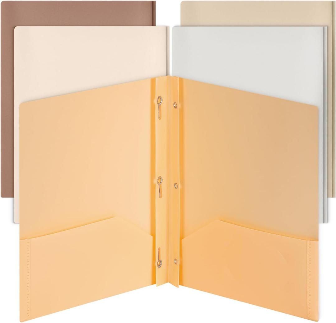 Mr. Pen- Plastic Folders with Pockets and Prongs, 5 Pack, Letter Size, Natural Color, Flexible Plastic Folders with Prongs