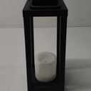 H16 Modern Outdoor Solar Lantern  Metal Frame with Flickering LED Candle, Waterproof and Portable for Patio, Deck, or Pathway Lighting