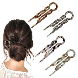 4PCS U-Shaped Plastic Hair Pins for Women  Non-Slip Hair Clips for Fine Thin Hair, Lightweight French Twist Accessories