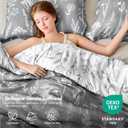 Joiedomi Queen Comforter Set Grey, 3 Pieces Floral Queen Bedding Set with 1 Soft Reversible Botanical Comforter and 2 Pillow Shams, Bed in a Bag for All Seasons