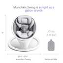 Munchkin Electric Baby Swing, Portable and Lightweight, Bluetooth Enabled Infant Rocker with Natural Sway in 5 Ranges of Motion, Newborn Nursery Essentials, White/Grey