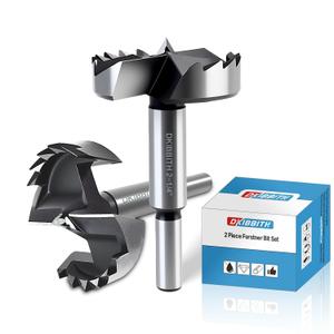 DKIBBITH 2-Pack 2-1/4 inch Forstner Drill Bits for Wood - Ideal for Fine Woodworking on Hardwoods, Plywood, Plastic.