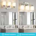 Ascher Bathroom Light Fixtures, 3-Light Vanity Light Over Mirror, Modern Brushed Nickel Wall Sconces with Milky White Shades, Wall Lamp for Kitchen Hallway Cabinet Porch E26 Base