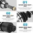 Rear Left or Right CV Axle Shaft Assembly Fits for Polaris Sportsman 400 HO/450/500 HO/500 EFI/800/570 2006 2007 2008 2009 2010 2011 2012 2013 2014, Replace for 1332421 1332935, 2 Rear Axles