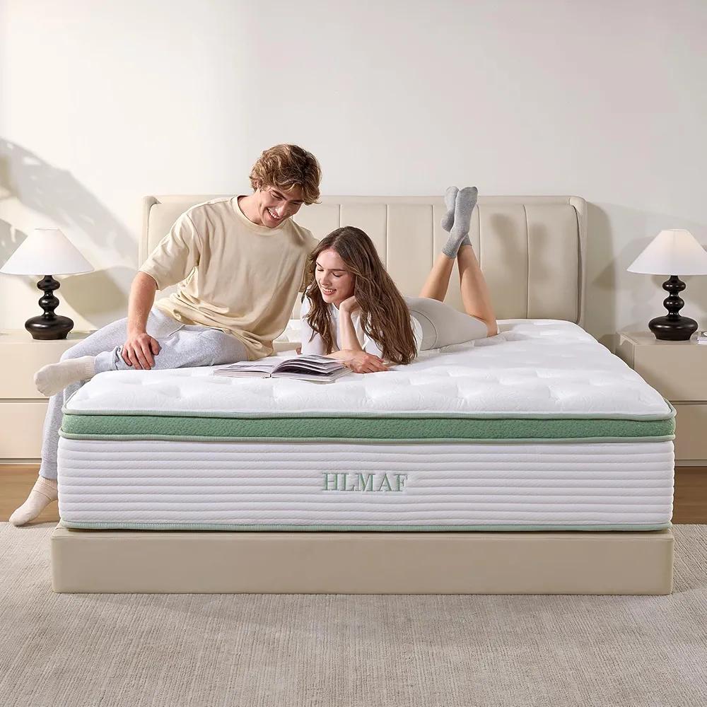 Queen Mattress，12 Inch Queen Size Mattress in a Box,Medium Firm,Memory Foam Hybrid Mattress，with Individual Pocket Spring for Motion Isolation & Silent Sleep & Pressure Relief, CertiPUR-US Certified