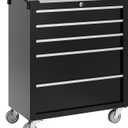 Garvee Rolling Tool Chest, 5 Drawers Tool Storage Cabinet, Toolbox with Wheels, Portable Tool Cabinet Organizer with Locking System & Drawer Liners, Tool Storage Cart for Garage, Workshop, Black