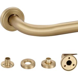 Warm Gold Wrap Around Curtain Rod, 1 Inch Diameter, 28 to 56 Inch, Adjustable Blackout Curtain Rod with Zinc Alloy Double-deck Finials and Aluminum Center Brackets, 28-56", Warm Gold