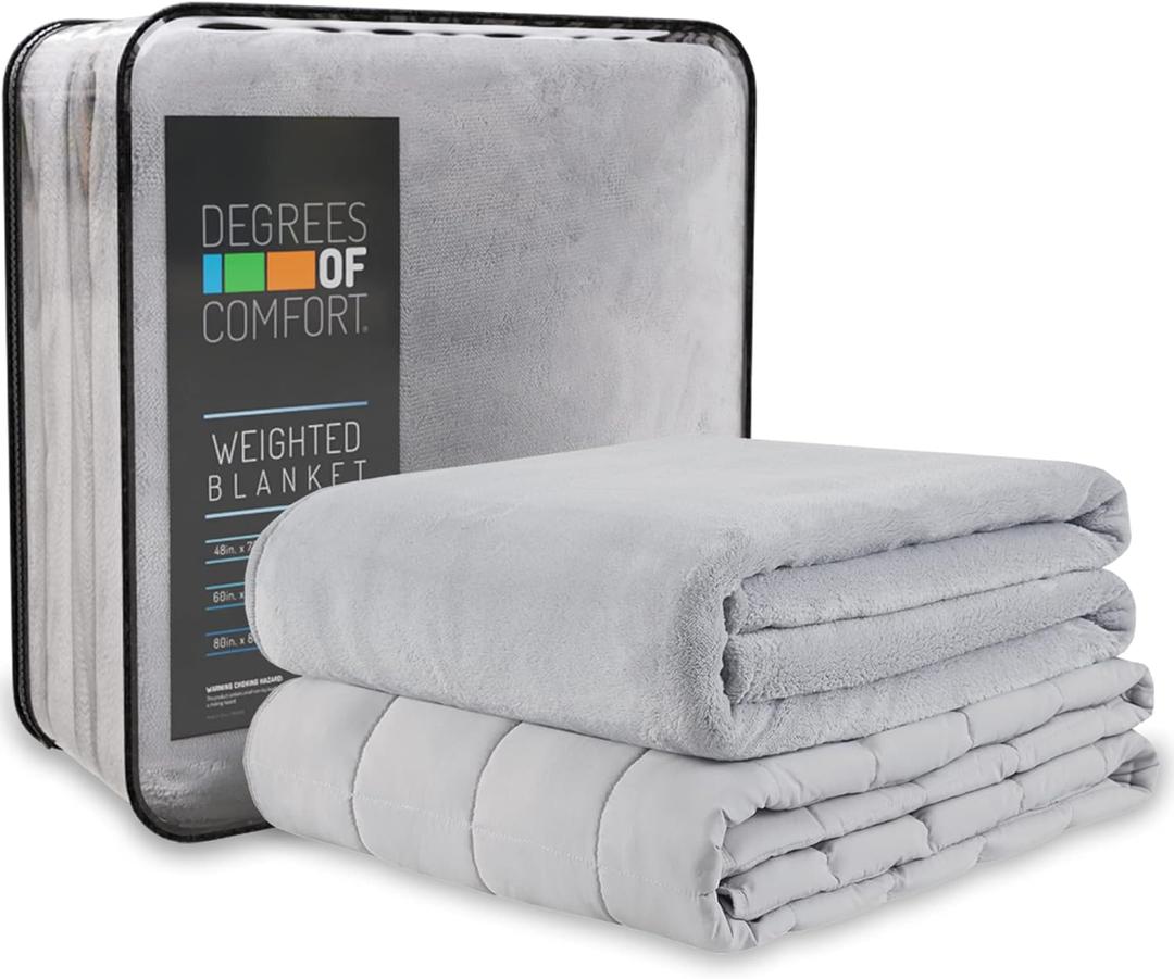 Degrees of Comfort Weighted Blanket 20 lbs Queen Size, Heavy Blankets for Adult, 1 x Cozy Heat Warm Minky Plush Washable Removable Covers Included, Heating & Cooling,Micro Glass Beads, 60x80 Grey