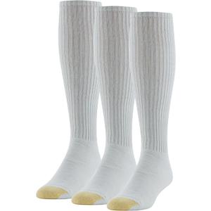 GOLDTOE Men's Ultra Tec Performance Over-The-Calf Athletic Socks, Multipairs (X-Large, White (3-pairs))