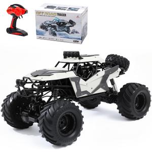 1:8 Large Amphibious RC Car 4WD Waterproof Monster Truck Drives on Water & Land, All Terrain Remote Control Truck with LED Lights, Toy for Kids 3 Years and Up, 19.3 inches