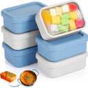 6 Packs 1 Cup Silicone Soup Freezer Molds with Lid Silicone Soup Freezer Trays Rectangle Reusable Food Preserving Tray Freezing Sauces Stews(Dark Blue, Gray)