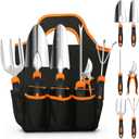 Gardening Tool Set, CHRYZTAL Stainless Steel Heavy Duty Gardening Tool Set, with Non-Slip Rubber Grip, Storage Tote Bag, Outdoor Hand Tools, Ideal Gardening Gifts for Women