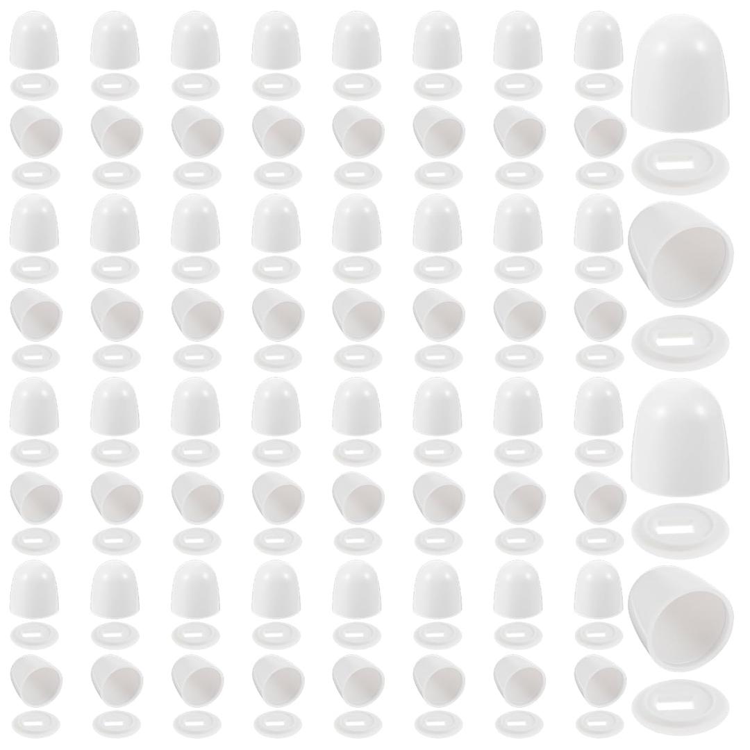 64 Pcs Universal Toilet Bolt Caps, 1.45 Inch Height Round Plastic Push-On Toilet Bowl Bolt Caps Covers with Extra Washers for Easy Installation for Concealing Bolts & Bathroom Decor